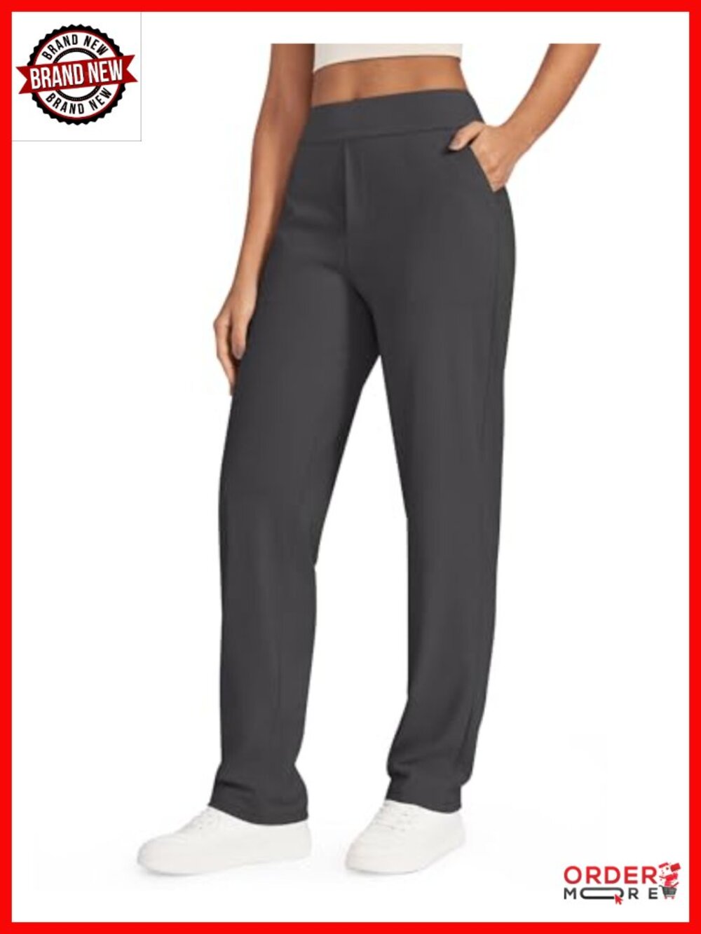 Women's Dress Work Pants with Pockets Yoga Straight Leg High Rise